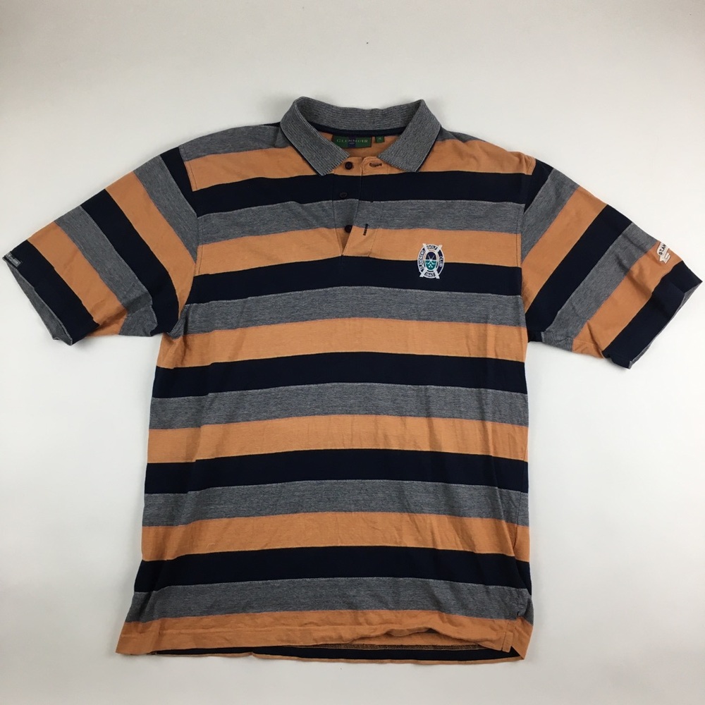 Glenmuir Striped Cotton Golf Shirt St Andrews Golf Club Mens Size Medium.
